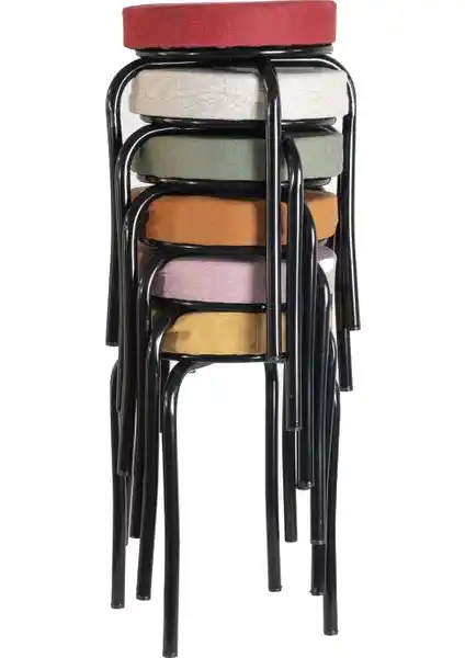 Modern ve Dayanıklı Siyah Ayaklı Kumaş Metal Tabureleri İç Mekan Dekorasyonunda Kullanım