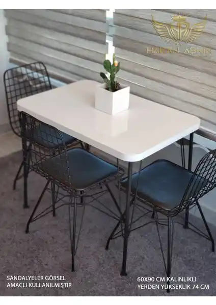 Modern ve Dayanıklı Siyah Metal Ayaklı Masa 60x90 cm - Şık Tasarım ve Uzun Ömürlü Kullanım