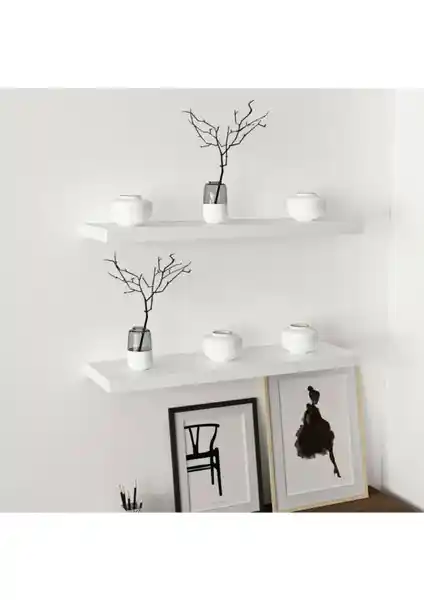 Modern ve Estetik Beyaz Uçan Duvar Rafı 2 Li Set ile Dekorasyonunuzu Zenginleştirin