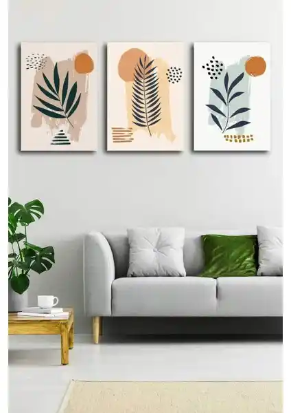 Modern ve Minimalist Dekorasyon İçin Soyut Kanvas Tablo Seti 3'lü Mükemmel Seçenek