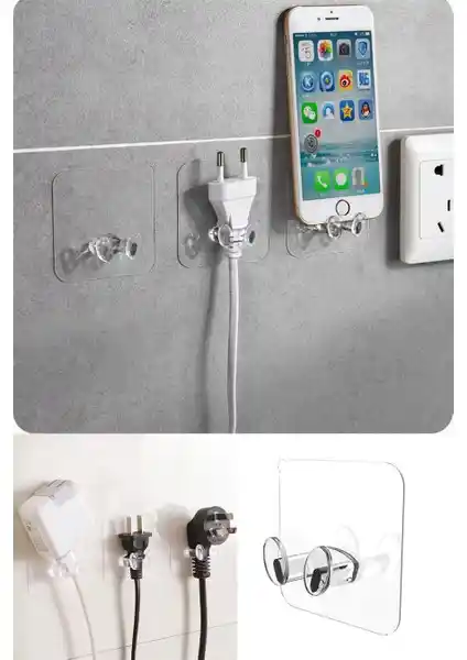 Modern ve Pratik Kendinden Yapışkanlı Şeffaf Kablo ve Diş Fırçası Tutucu Ürün Özellikleri