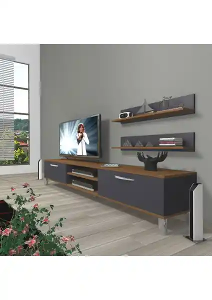 Modern ve Şık Decoraktiv Eko 4 MDF Krom Ayaklı TV Ünitesi Detayları ve Özellikleri