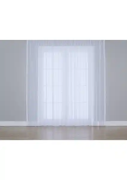 Modern ve Şık Gauze Fabric Tasarımlı Kullanıma Hazır Beyaz Tül Perde
