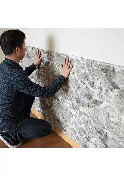 Modern ve Şık Renkli Duvarlar İçin 3D Kendinden Yapışkanlı Tuğla Desenli Duvar Kağıdı