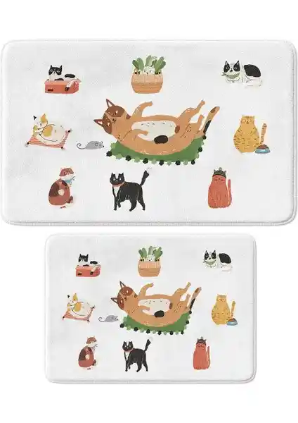 Monnhein Sevimli Tasarımlı Mikrofiber 2'li Banyo Paspası Güvenlik ve Estetik Birlikte