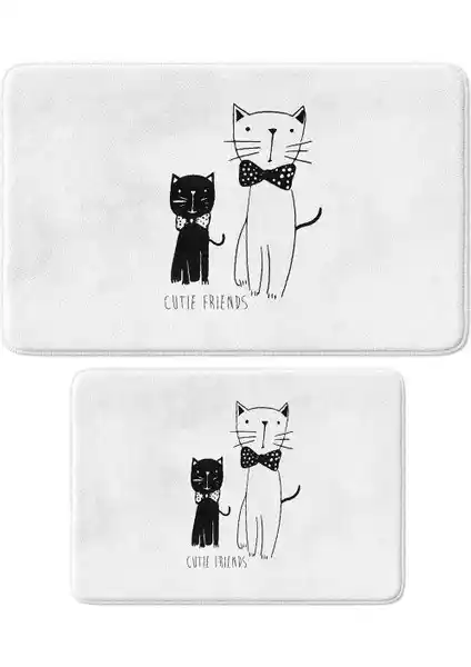 Monnhein Sevimli Tasarımlı Mikrofiber 2'li Banyo Paspası Seti Güvenlik ve Estetik Sunar