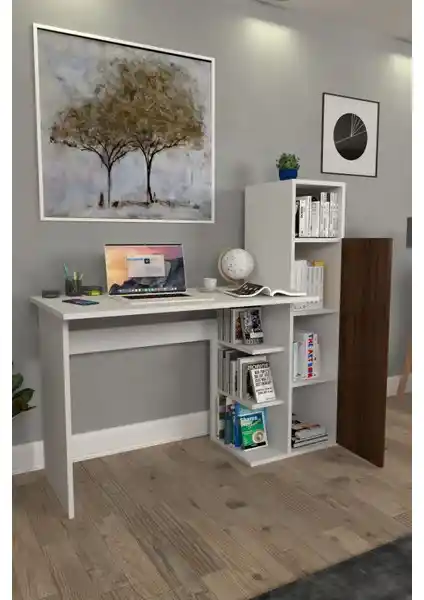 Moonlife Diamond Beyaz Ceviz Çalışma Masası: Modern ve Şık Ofis Mobilyası Seçenekleri