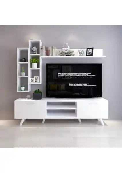 Moonlife Istanbul Beyaz Dolaplı TV Ünitesi 1 Modern Tasarım ve Fonksiyonellik Sunar