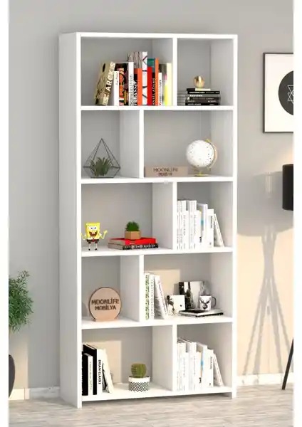 Moonlife London Beyaz Kitaplık Modern Tasarım ve Kullanışlılık Sunar