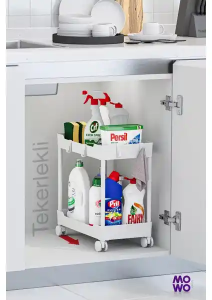 Mowo Home 2 Katlı Tekerlekli Düzenleyici ile Mutfak ve Banyo Düzeninizi Optimize Edin
