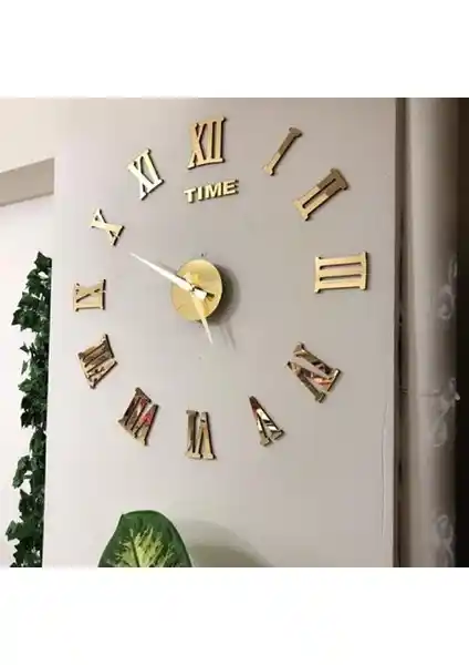 Mrv Dekor 3D Roma Rakamlı Ayna Pleksi Duvar Saati Modern ve Şık Tasarım