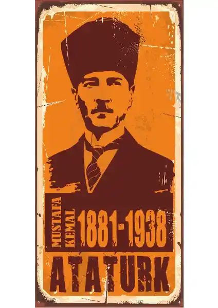 Mustafa Kemal Atatürk Temalı Mini Retro Ahşap Poster - Şık ve Dayanıklı Ev Dekorasyonu
