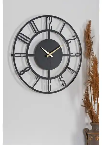 Muyika Bunnela Metal Siyah Duvar Saati 50x50cm Modern ve Şık Tasarım