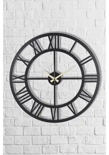 Muyika Roma Rakamlı Metal Siyah Duvar Saati 50x50cm Modern ve Şık Tasarım