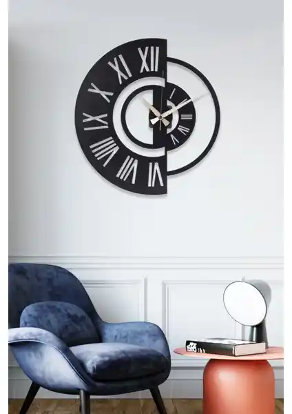 Muyika Ruota Metal Siyah Duvar Saati 41x41cm Modern Dekorasyon İçin Uygun Seçenek