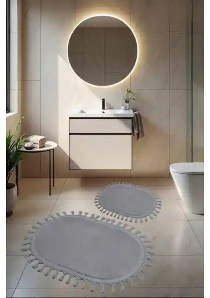 My Evilla Modern Dekoratif Simirna Peluş Oval Ponpon Saçaklı Klozet Takımı: Estetik ve Fonksiyonellik Bir Arada