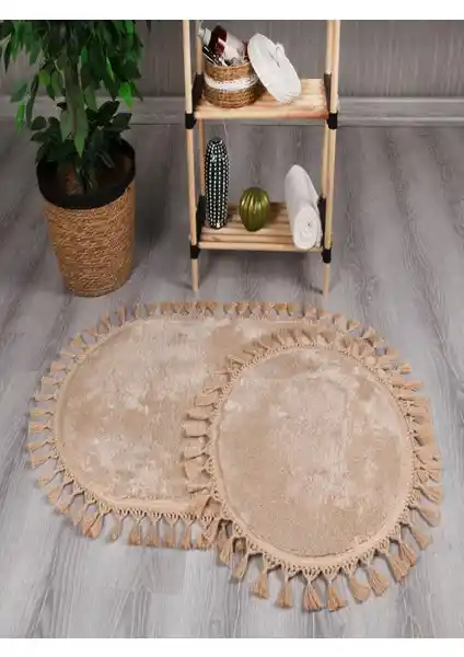 My Evilla Simirna Peluş Oval Ponpon Saçaklı Klozet Takımı Modern ve Dayanıklı Tasarım