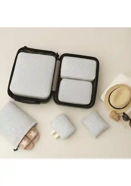 Nacarev 6'lı Antrasit Kare Ekose Desenli Valiz İçi Düzenleyici Seti Özellikleri ve Kullanım Alanları