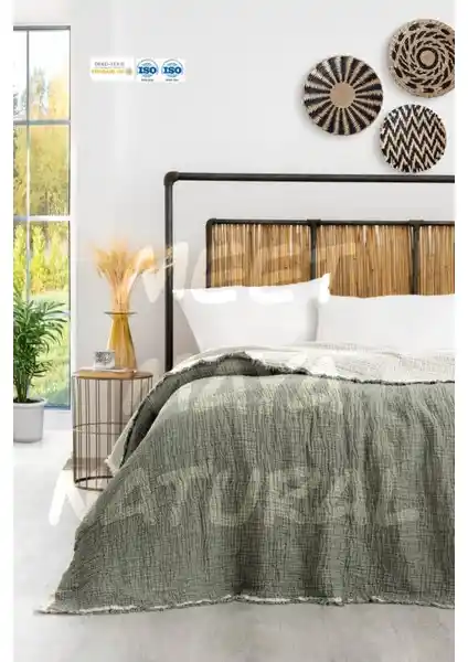 Natural Meet Maya Çift Taraflı Pamuk Müslin Yatak Örtüsü Modern ve Çok Yönlü Kullanım