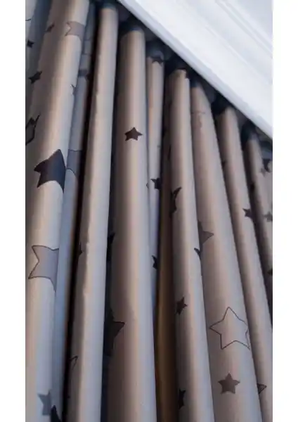 Ne Bumu Blackout Gri Yıldızlı Büzgülü Perde: Modern ve İşlevsel Karartma Çözümü