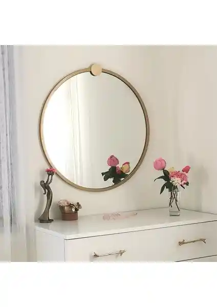 NeoStill Altın Metal Çerçeveli Yuvarlak Ayna A708 ile Estetik ve Dayanıklılığı Keşfedin