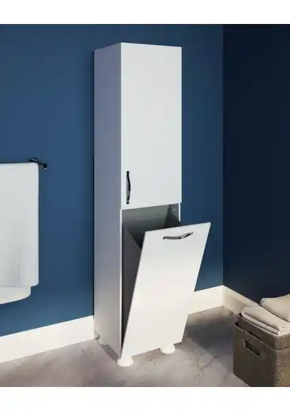 Nesse Shop Çok Amaçlı Banyo Dolabı ve Kirli Sepetli Modern Tasarım