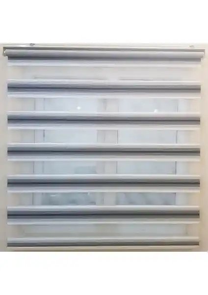 Net Perde Gri Renk Geçişli Pliseli Zebra Perde Ofis ve Ev İçin Modern Çözüm