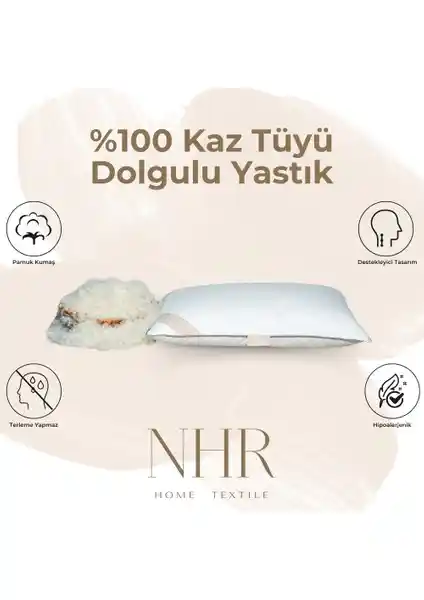 NHR Home %100 Kaz Tüyü Dolgulu Uyku Yastığı: Doğal Malzemelerle Yüksek Konfor