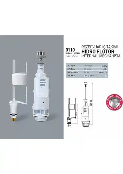 Nkp Tek Basmalı Rezervuar İç Takım Modern Banyolar İçin Estetik ve İşlevsel Çözüm