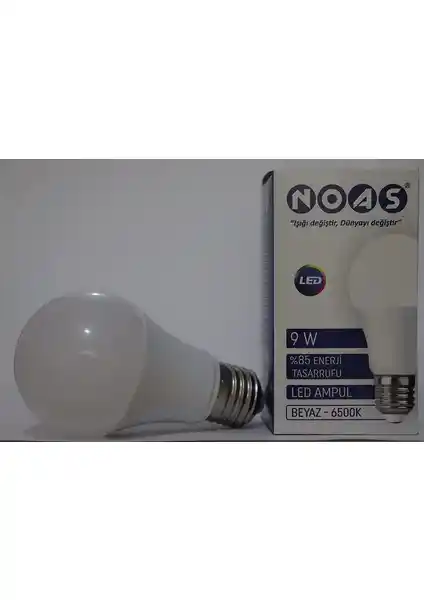 Noas 9W LED Ampul Beyaz Işık Enerji Tasarruflu Modern Aydınlatma Çözümü
