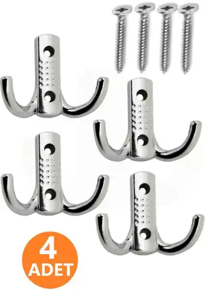 Nobel 4 Adet Krom Metal Askılık Seti Dayanıklı ve Şık Depolama Çözümü