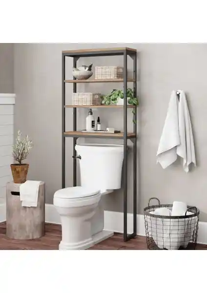 Noowa Wc Arkası Klozet Rafı Ceviz Renkli Fonksiyonel ve Şık Tasarım