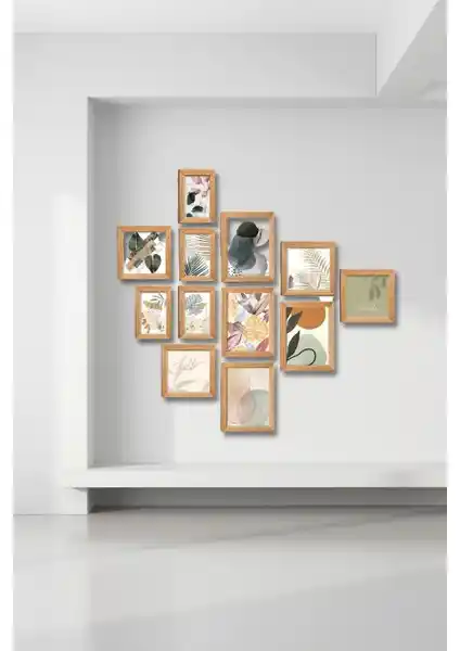 Nt Handmade 12 Parça Ahşap Tablo Seti Modern ve Şık Duvar Dekorasyonu İçin Uygun