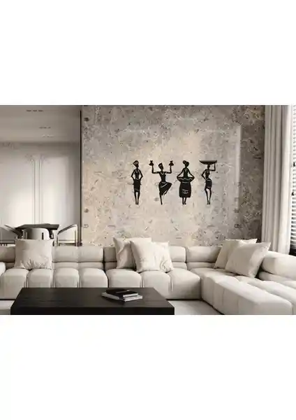 Numa Concept Afrika Kadın Figürleri Ahşap Duvar Dekoru Modern ve Kültürel Ev Dekorasyonu