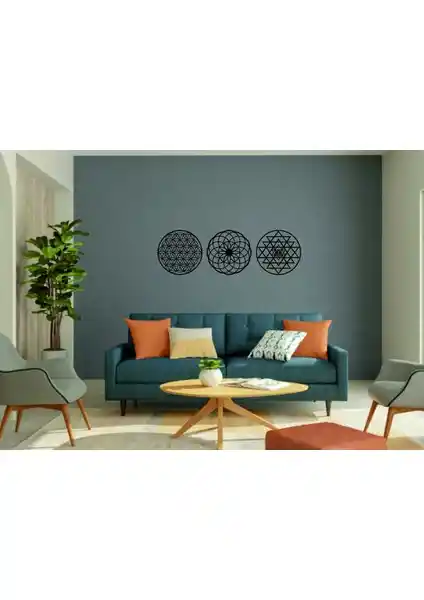 Numa Concept Ahşap Sri Yantra ve Yaşam Çiçeği Dekoratif Tablo 30x30 cm