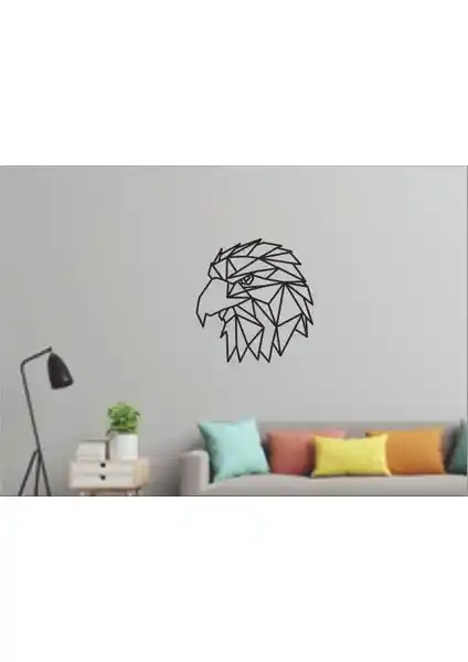 Numa Concept Geometrik Kartal Duvar Tablosu Modern ve Şık Dekorasyon Unsuru 32x31 cm Siyah