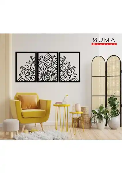 Numa Concept Lotus Çiçeği Temalı 3'lü Tablo Seti Modern ve Şık Ev Dekorasyonu İçin