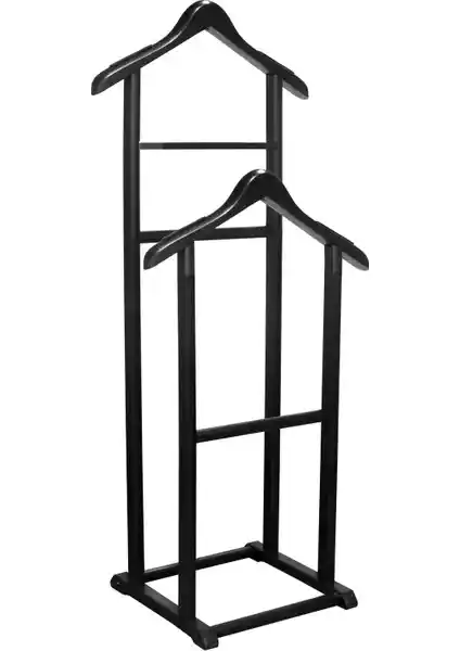 NYN Ahşap Dilsiz Uşak Siyah Renk Çift Tepeli Askı Modern ve Dayanıklı Tasarım