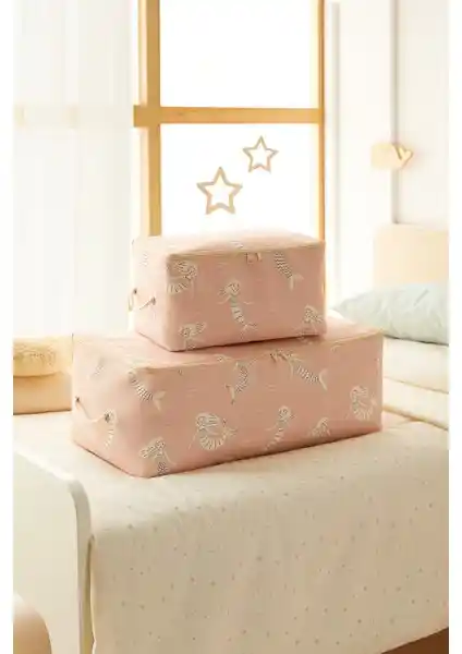 Ocean Home Textile 2'li Deniz Kızı Baskılı Çocuk Odası Seti: Fonksiyonel ve Şık Saklama Çözümleri