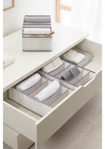 Ocean Home Textile 3 Adet 7 Bölmeli Çizgili Dolap Organizeri Günlük Kullanım İçin Pratik Çözüm