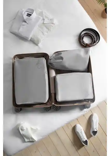 Ocean Home Textile 3'lü Gri Valiz Düzenleyici Seti Seyahat ve Ev İçin Pratik Organizasyon Çözümü