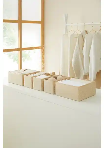 Ocean Home Textile 6'lı Bej Çocuk Odası Dolap İçin Çoklu Düzenleyici Seti