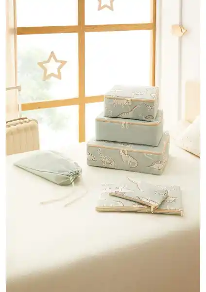 Ocean Home Textile 6'lı Dinozor Temalı Çocuk Odası ve Seyahat Organizer Seti