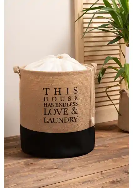 Ocean Home Textile Jüt Su Geçirmez Katlanabilir Çamaşır ve Oyuncak Sepeti - Dayanıklı ve Estetik Saklama Çözümü