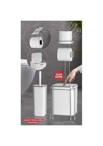 Okyanus Home Krom Yedekli WC Kağıtlık ve Seti Modern ve Fonksiyonel Banyo Aksesuarı