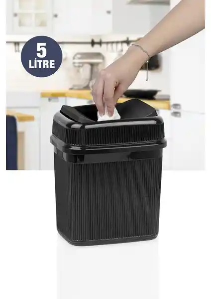 Okyanus Home Siyah 5 Lt Fitilli Çöp Kovası: Şık ve Dayanıklı Pratik Çöp Çözümü