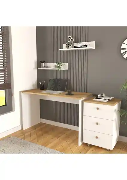 Olven Raflı Çalışma Masası ve Keson-Komodin: Modern ve İşlevsel Ofis ve Ev Mobilyası Çözümü