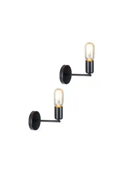 Ömür Avize Pasifik Modern Retro Rustik Siyah Aplikler 2'li - Şık ve Dayanıklı Duvar Aydınlatması
