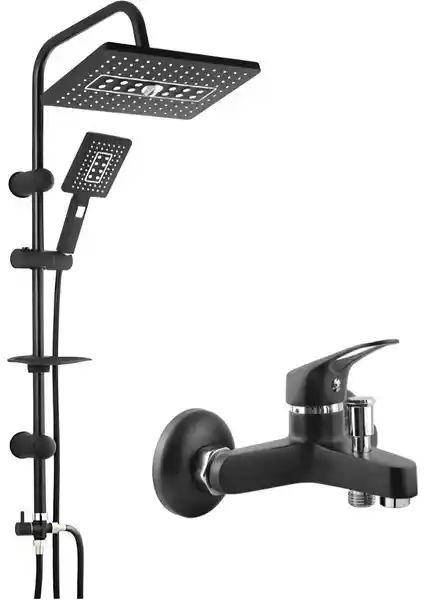 On2 Siyah Lüks Robot Duş Seti ve Bataryası Modern Banyo Dekorasyonuna Uygun
