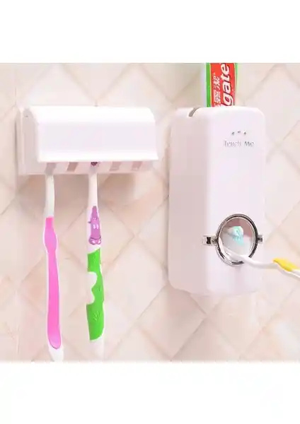 Optana Diş Macunu Sıkıcı ve 5'li Fırça Tutucu Seti Hijyen ve Düzen İçin Uygun Çözüm